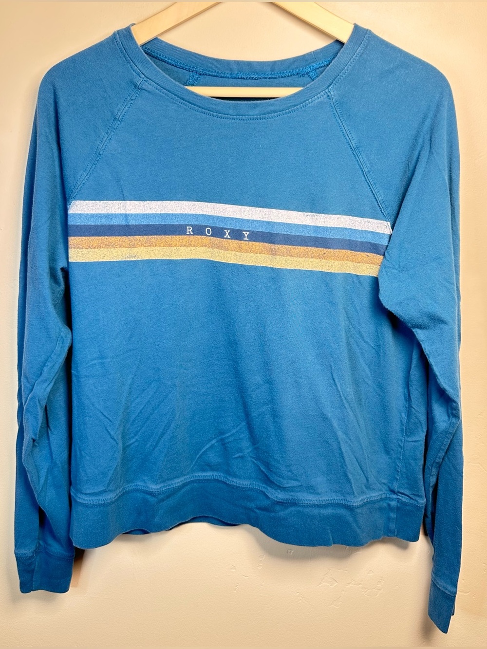 Roxy Ocean Blue Vintage Inspo Striped Long sleeve Shirt | Large P2P 21”